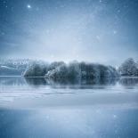 Stars at Night over Frozen Lake, Shercock, Ireland-Mariuskasteckas-Photographic Print