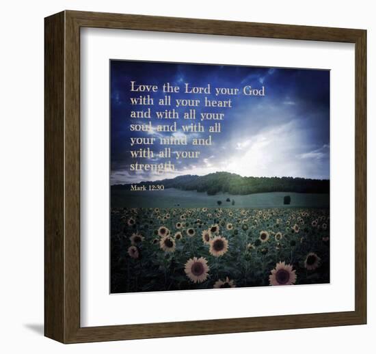 Mark 12:30 Love the Lord Your God (Sunflowers)-Inspire Me-Framed Art Print