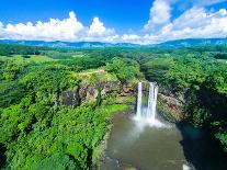 Aerial photograph of Wailua Falls, Kauai, Hawaii, USA-Mark A Johnson-Photographic Print