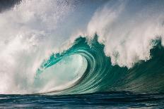 Breaking tubing wave at Teahupoo surf break, Tahiti, French Polynesia-Mark A Johnson-Framed Photographic Print