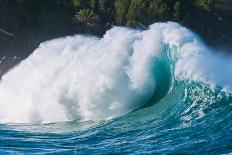 Breaking tubing wave at Teahupoo surf break, Tahiti, French Polynesia-Mark A Johnson-Photographic Print