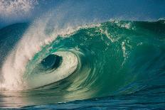 Breaking tubing wave at Teahupoo surf break, Tahiti, French Polynesia-Mark A Johnson-Photographic Print