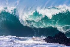 Panorama of a beautiful backlit wave breaking off a beach, Hawaii-Mark A Johnson-Photographic Print