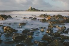 Rocky Shoreline and St. Michaels Mount, Early Morning, Cornwall, England, United Kingdom, Europe-Mark Doherty-Photographic Print