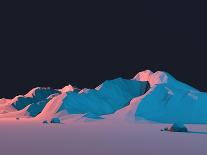 Low-Poly Mountain Landscape at Dusk with Moon-Mark Kirkpatrick-Premium Giclee Print