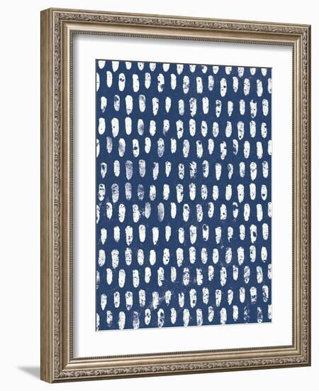 Mark Making Tile Pattern V Dark Blue Crop-Moira Hershey-Framed Art Print