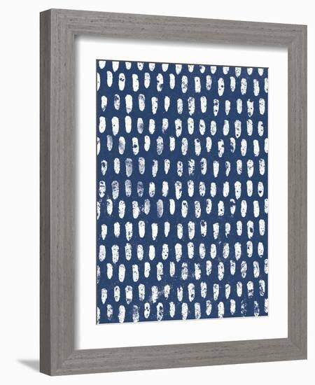 Mark Making Tile Pattern V Dark Blue Crop-Moira Hershey-Framed Art Print