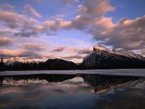 Pastel Shades of Dusk Over Mt. Rundle and Vermilion Lake, Banff National Park, Alberta, Canada-Mark Newman-Framed Photographic Print