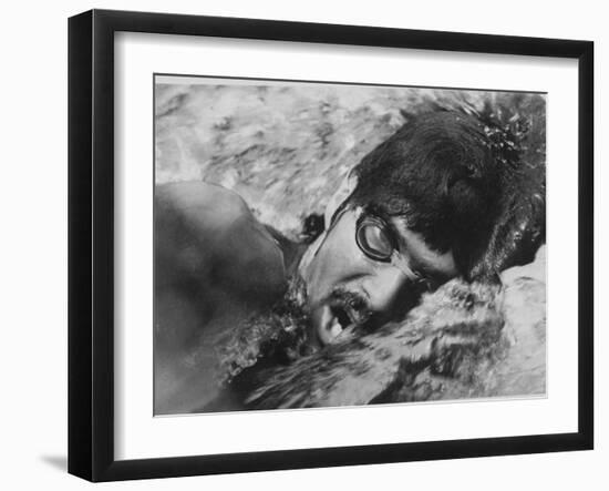 Mark Spitz Training for the 1972 Summer Olympics-null-Framed Premium Photographic Print