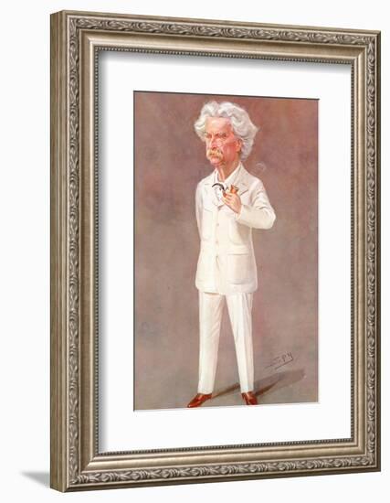 Mark Twain American Writer Born: Samuel Langhorne Clemens Pictured in a White Suit-Spy (Leslie M. Ward)-Framed Photographic Print