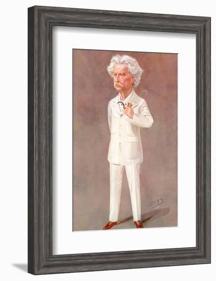 Mark Twain American Writer Born: Samuel Langhorne Clemens Pictured in a White Suit-Spy (Leslie M. Ward)-Framed Photographic Print