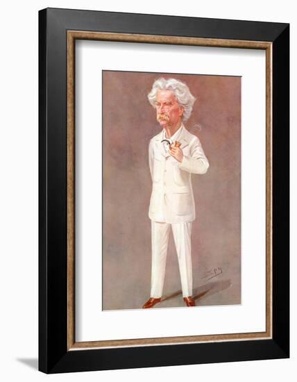 Mark Twain American Writer Born: Samuel Langhorne Clemens Pictured in a White Suit-Spy (Leslie M. Ward)-Framed Photographic Print