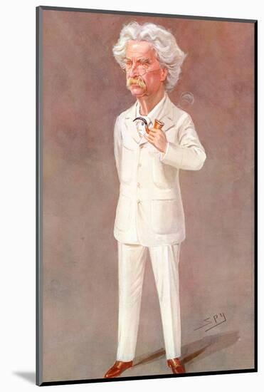 Mark Twain American Writer Born: Samuel Langhorne Clemens Pictured in a White Suit-Spy (Leslie M. Ward)-Mounted Photographic Print