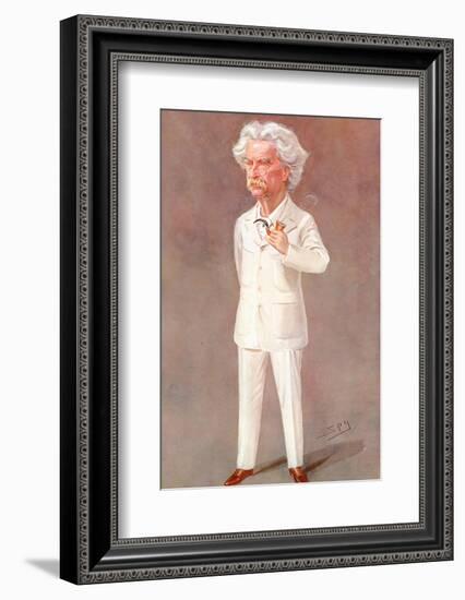 Mark Twain American Writer Born: Samuel Langhorne Clemens Pictured in a White Suit-Spy (Leslie M. Ward)-Framed Photographic Print