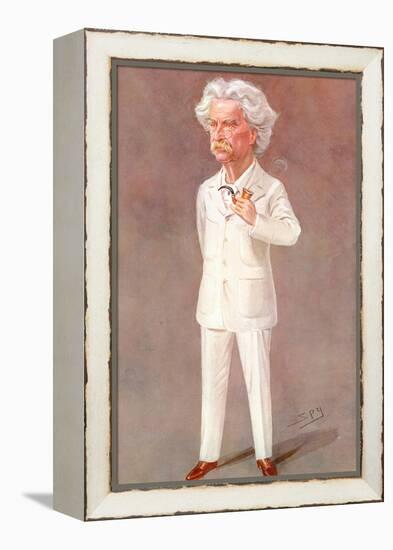 Mark Twain American Writer Born: Samuel Langhorne Clemens Pictured in a White Suit-Spy (Leslie M. Ward)-Framed Premier Image Canvas