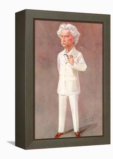 Mark Twain American Writer Born: Samuel Langhorne Clemens Pictured in a White Suit-Spy (Leslie M. Ward)-Framed Premier Image Canvas