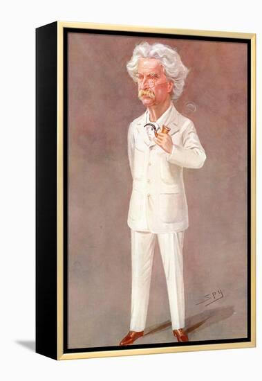 Mark Twain American Writer Born: Samuel Langhorne Clemens Pictured in a White Suit-Spy (Leslie M. Ward)-Framed Premier Image Canvas