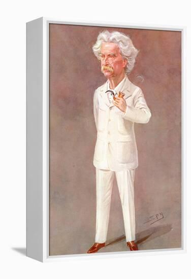 Mark Twain American Writer Born: Samuel Langhorne Clemens Pictured in a White Suit-Spy (Leslie M. Ward)-Framed Premier Image Canvas