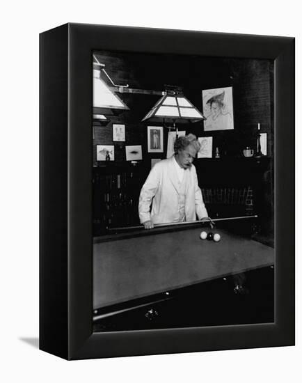 Mark Twain Playing Game of Pool-null-Framed Premier Image Canvas