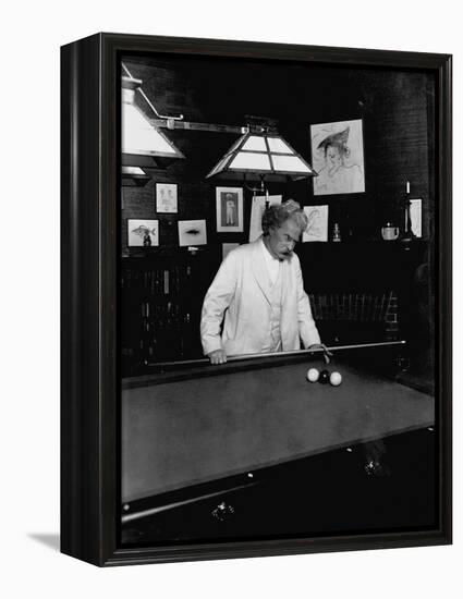 Mark Twain Playing Game of Pool-null-Framed Premier Image Canvas