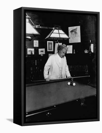 Mark Twain Playing Game of Pool-null-Framed Premier Image Canvas