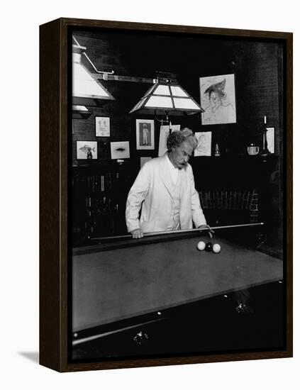 Mark Twain Playing Game of Pool-null-Framed Premier Image Canvas