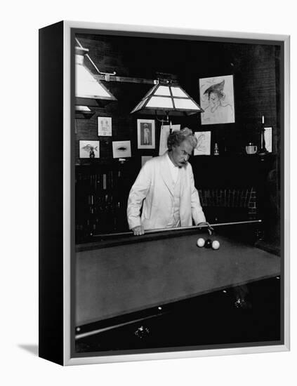 Mark Twain Playing Game of Pool-null-Framed Premier Image Canvas