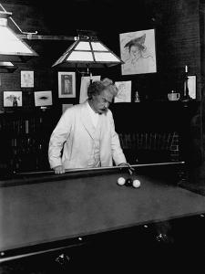 Mark Twain Playing Game of Pool