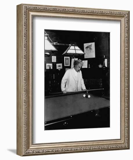 Mark Twain Playing Game of Pool-null-Framed Photographic Print