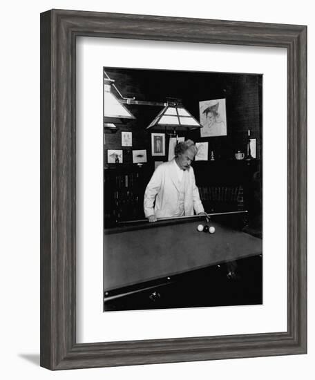 Mark Twain Playing Game of Pool-null-Framed Photographic Print