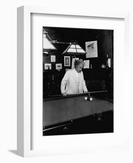 Mark Twain Playing Game of Pool-null-Framed Photographic Print