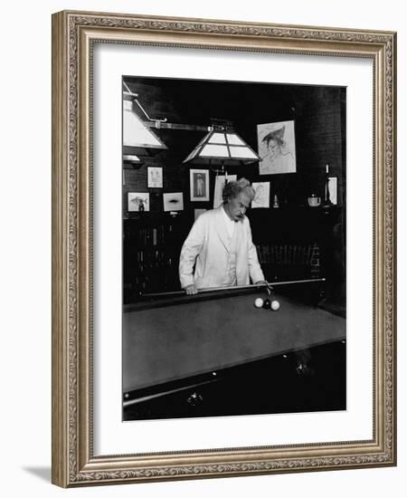 Mark Twain Playing Game of Pool-null-Framed Photographic Print