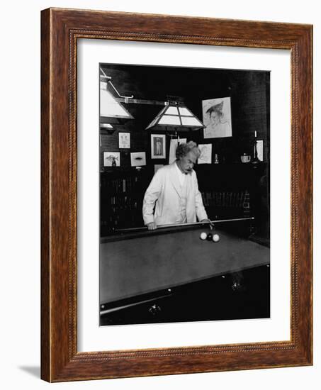 Mark Twain Playing Game of Pool-null-Framed Photographic Print