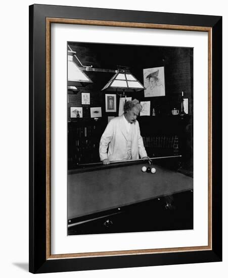 Mark Twain Playing Game of Pool-null-Framed Photographic Print