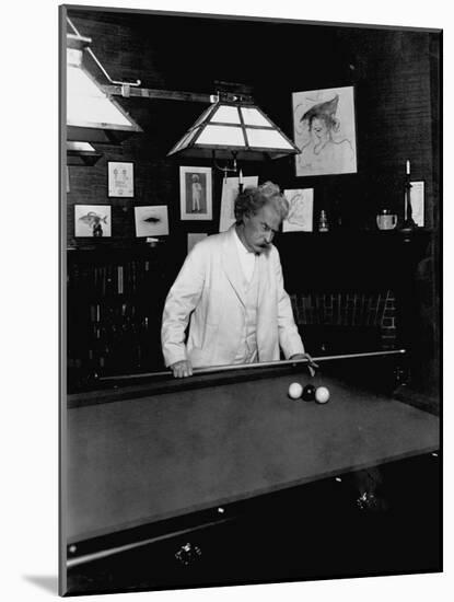 Mark Twain Playing Game of Pool-null-Mounted Photographic Print