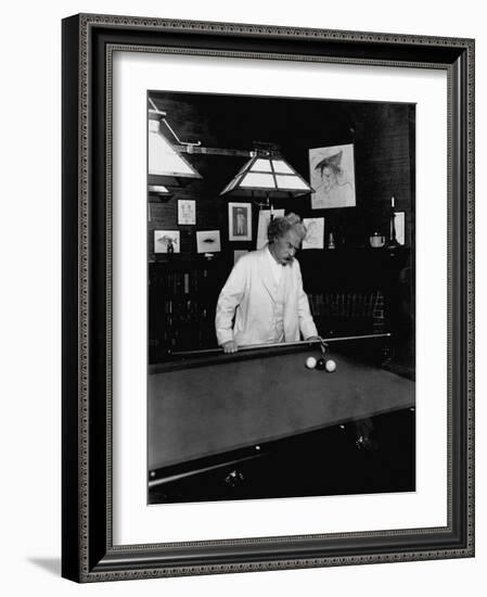 Mark Twain Playing Game of Pool-null-Framed Photographic Print