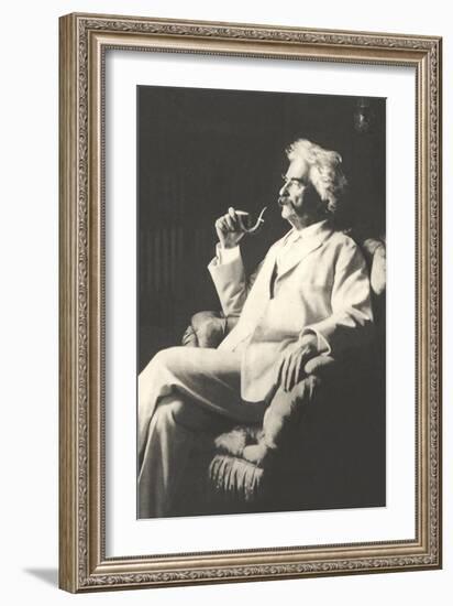 Mark Twain with Pipe-null-Framed Premium Giclee Print