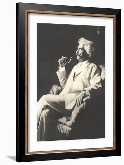 Mark Twain with Pipe-null-Framed Premium Giclee Print