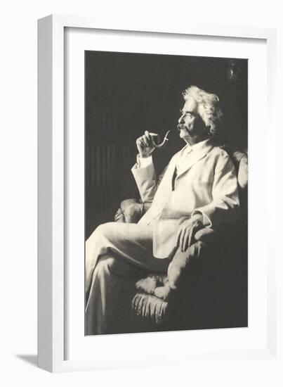 Mark Twain with Pipe-null-Framed Premium Giclee Print