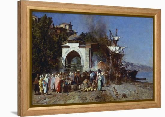 Market Along Bosphorus-Alberto Pasini-Framed Premier Image Canvas