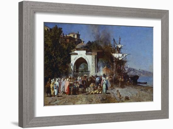 Market Along Bosphorus-Alberto Pasini-Framed Giclee Print