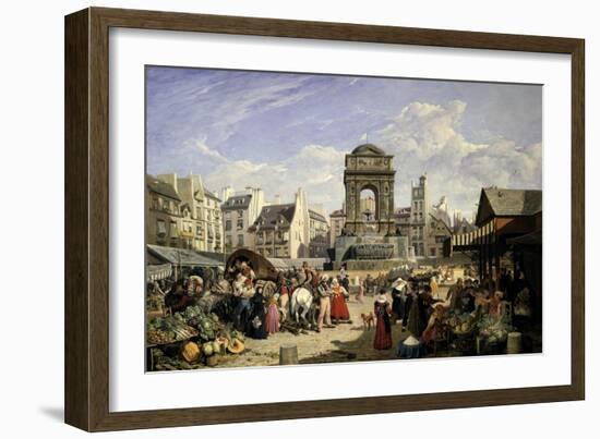 Market and Fountain of the Innocents, Paris, 1823-John James Chalon-Framed Giclee Print