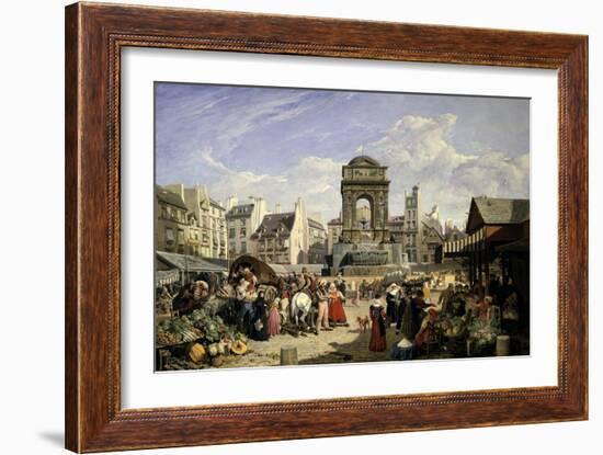 Market and Fountain of the Innocents, Paris, 1823-John James Chalon-Framed Giclee Print