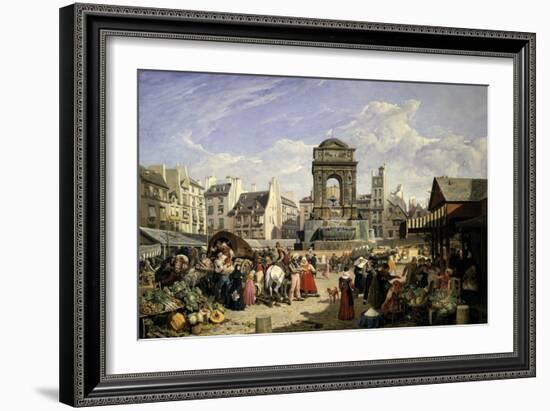 Market and Fountain of the Innocents, Paris, 1823-John James Chalon-Framed Giclee Print