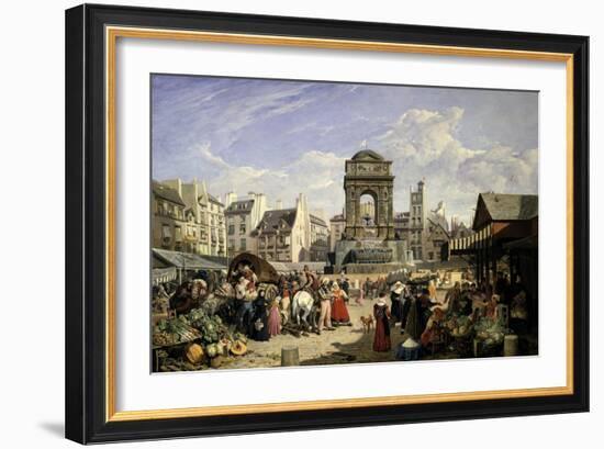 Market and Fountain of the Innocents, Paris, 1823-John James Chalon-Framed Giclee Print