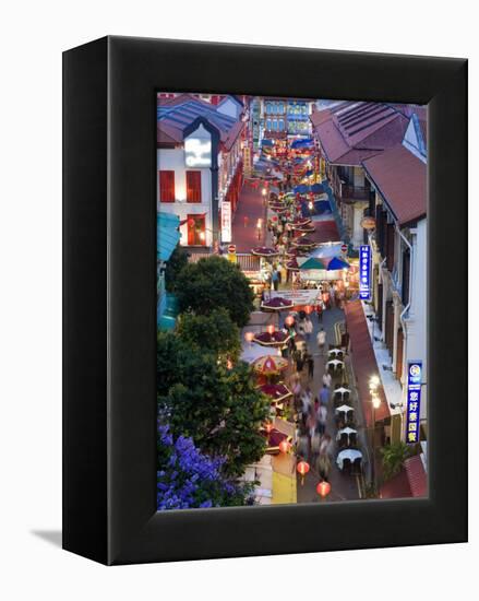 Market and Restuarants in Chinatown, Singapore, at Dusk-Peter Adams-Framed Premier Image Canvas
