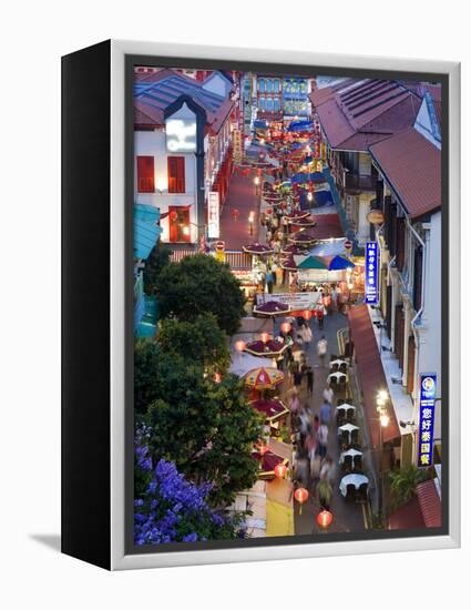 Market and Restuarants in Chinatown, Singapore, at Dusk-Peter Adams-Framed Premier Image Canvas