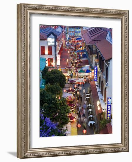 Market and Restuarants in Chinatown, Singapore, at Dusk-Peter Adams-Framed Photographic Print