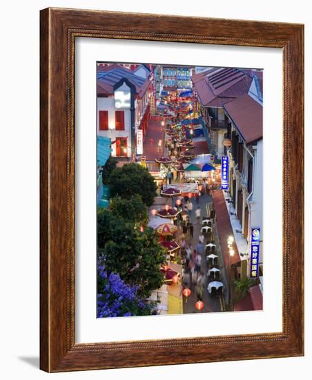 Market and Restuarants in Chinatown, Singapore, at Dusk-Peter Adams-Framed Photographic Print