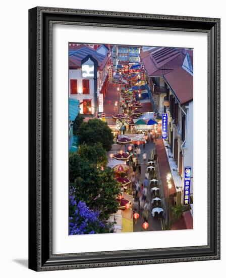Market and Restuarants in Chinatown, Singapore, at Dusk-Peter Adams-Framed Photographic Print